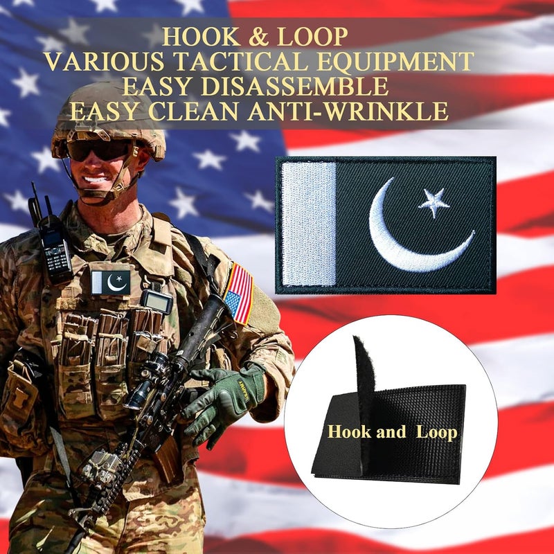 MWOOT 2PCS Pakistan Flag Patch Embroidered Morale Patch Military Tactical Patches Hook and Loop - Image 3